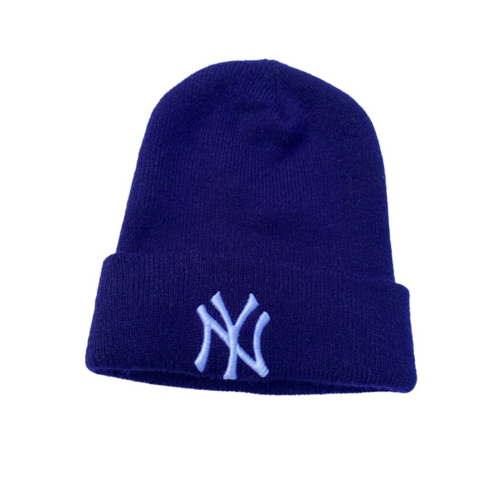 Vintage Y2K 90s Navy Yankees Beanie Hat Authentic New Era Baseball Major League